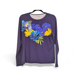 NWOT Lands' End Women's Vibrant Floral Long Sleeve Swim Top/ Rash Guard UPF 50